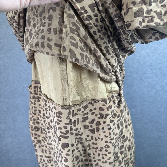 Vintage Y2K‎ Spenser Jeremy Leopard 100% Silk Midi Dress Size 10 Short Sleeve V - Picture 9 of 12